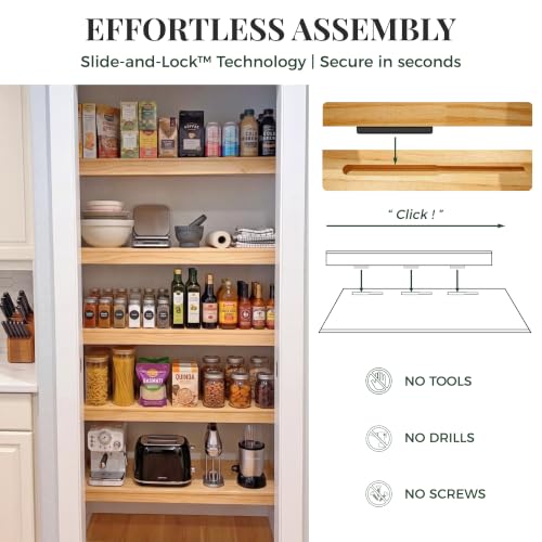 Solid Pine Wire Shelf Covers, 16" D x 24" L, Tool-Free Pantry Rack