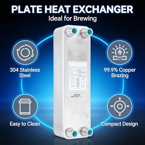 Plate Heat Exchanger Stainless Steel Brazed 4.5MPa Wort Chiller for Beer Water Laboratory - Durable Copper Brazing, Compact Design, Efficient Cooling for Homebrew