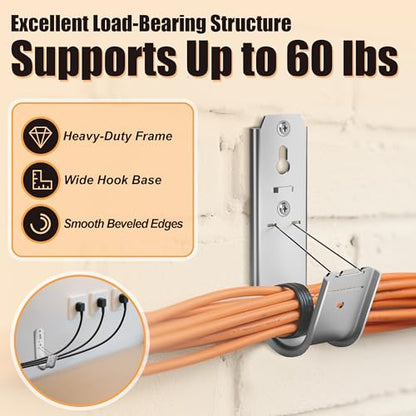 50 Pack J Hooks for Cable Management | 2 Inch Galvanized Steel J-Hook with Retainer Clip for Hanging Cable & Wire Support Ceiling Mount to Ceilings Beams