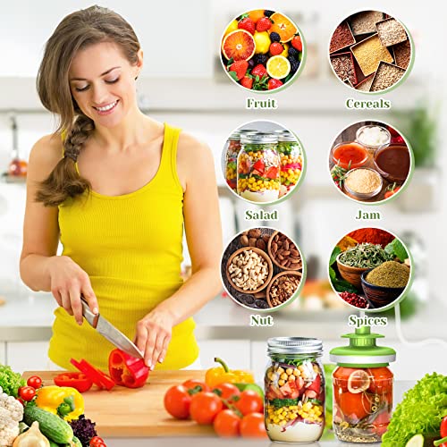 Mason Jar Vacuum Sealer Kit, Vacuum Sealer for jars Canning Sealer and Accessory Hose Mason Jar Attachment with Manual Vacuum Pump and Lid Opener for Wide&Regular Mouth Mason Jars - color: Green