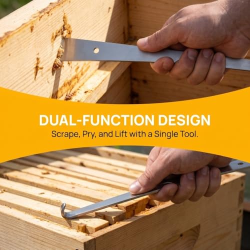 1Pc 12.2 Inch Stainless Steel Frame Cleaning Scraper, Multi-Functional Beehive Scraper Tool for Daily Beekeeping Work