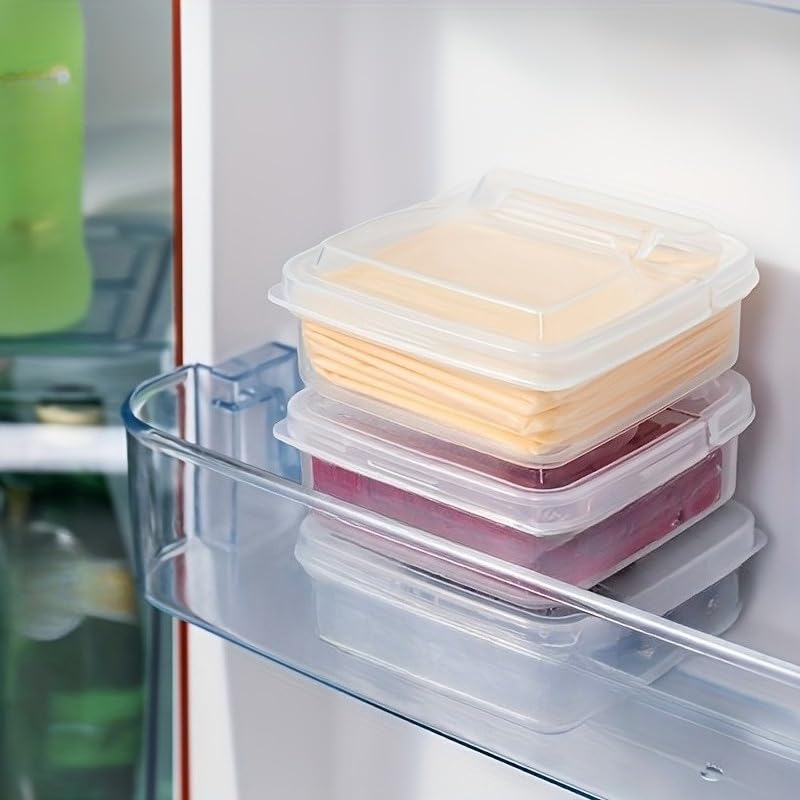 1pc Reusable Rectangular Cheese Storage Box with Hinged Lid Multi Purpose Refrigerator Container Food Storage