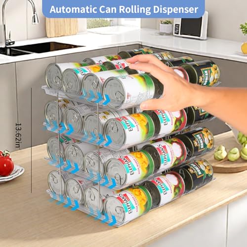 Jsyrjing Can Organizer for Pantry, 2-Tier Canned Goods Organizer 2 Pack | Automatic rolling, Modular flexible combination, Extra-thick clear material, Cabinet pantry fridge countertop storage - size: 3*2