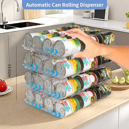 Jsyrjing Can Organizer for Pantry, 2-Tier Canned Goods Organizer 2 Pack | Automatic rolling, Modular flexible combination, Extra-thick clear material, Cabinet pantry fridge countertop storage - size: 3*2