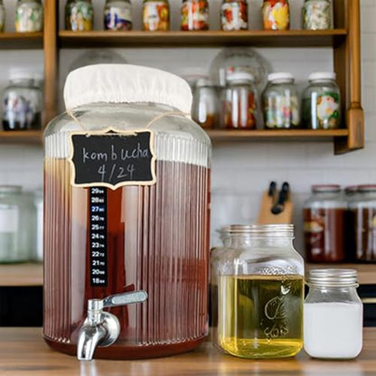 Kombucha Brewing Accessories Kit – With Cotton Cover, Temperature Strip, pH Test Strips & Stainless Steel Funnel – For Existing Jars (No Fermenter Included) - style: Kombucha Accessories Kit (No Jar)