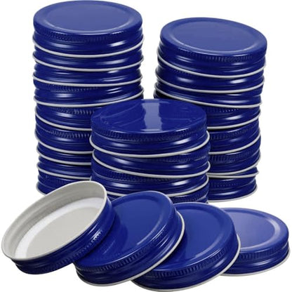 Chuangdi 30 Packs Mason Jar Lids Bulk Regular Mouth Canning Lids Leak Proof Secure Mason Storage Solid Caps(Blue,Steel) - color: Blue