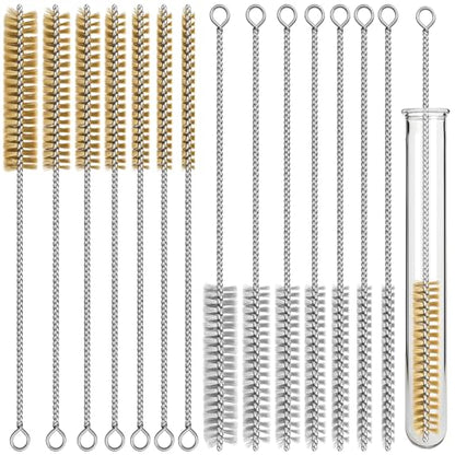 14pcs Stainless Steel & Brass Wire Brush, 12 inch Pipe Tube Cleaner Brush, Bore Brushes Metal Bristle Cleaning for Tubes, Cylinders, Bottle, Auto Parts (6mm/8mm/10mm/12mm/15mm/18mm/20mm) - style: WireBrush14PCS