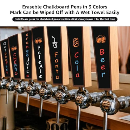 Wooden Tap Handles Beer Tap Handle Chalkboard tap Handle for kegerator, keg tap Handles & Markers - Nice Gift for homebrewers, Bars, Restaurants & Weddings - Pack of 4 - size: 4 PCS