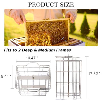 BeeCastle Manual Honey Extractor 2 Frame Honeycomb Drum Spinner Extractor Stainless Steel with Height Adjustable Stand,Manual Crank Beekeeping Extraction Equipment - size: 2-Frame