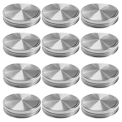 Stainless Steel Mason Jar Lids, Storage Caps with Silicone Seals for Regular Mouth Size Jars, Polished Surface, Reusable and Leak Proof, Pack of 12 (12-Pack Regular Mouth stainless steel) - size: 12-Pack Regular Mouth stainless steel