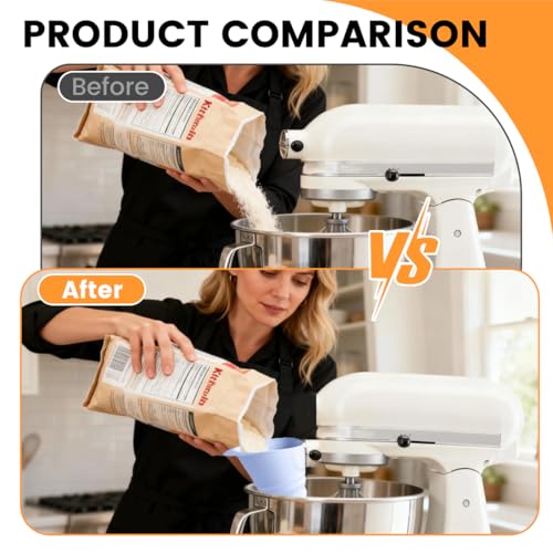 Silicone Flour Funnel for Stand Mixers, Mess-Free Pouring Ring for Baking Ingredients, Flexible Food-Grade Silicone, Dishwasher Safe,Blue