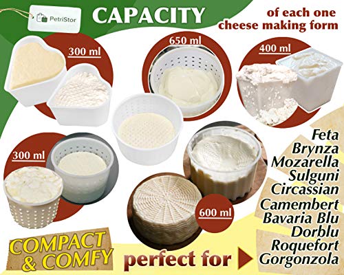 PetriStor 16 Pcs Soft Cheese Making Kit for Beginners - Small Cheese Molds - Cream Cheese Molds for Making Cheese - Molde Para Queso Fresco Casero - Paneer Maker Mold - Cheese Making Supplies №3