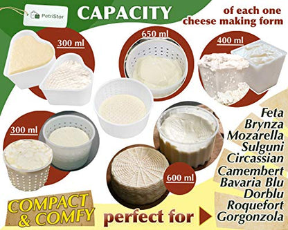 PetriStor 16 Pcs Soft Cheese Making Kit for Beginners - Small Cheese Molds - Cream Cheese Molds for Making Cheese - Molde Para Queso Fresco Casero - Paneer Maker Mold - Cheese Making Supplies №3