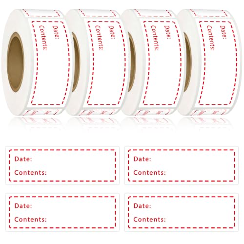 1200PCS Removable Food Labels Sticker 1x3Inch Freezer Labels for Containers Waterproof & Oil-Resistant Food Storage Labels Colored Freezer Labels Date Stickers for Refrigerator Kitchen Restaurants - color: Red