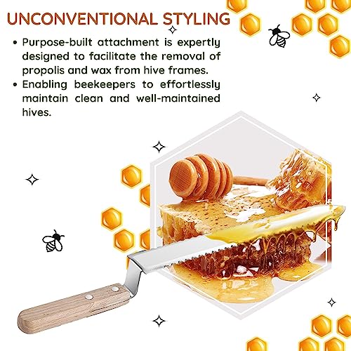 Flexzion Cold Honey Uncapping Tool - 11 Inch Serrated Uncapping Knife, Stainless Steel Honey Knife Uncapping with Ergonomic Wooden Handle, Non-Heated Honeycomb Scraper for Wax & Honey Extraction