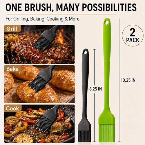 Silicone Basting Pastry Brush for Baking Cooking Bbq Grill Spread Oil Butter Sauce 2 Pack - color: black2