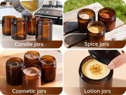 8oz Amber Glass Jars with Airtight Lids (30Pack) - Empty Candle Jars for Candle Making,Cosmetic Jars for Creams,Lotions - color: Brown-30 Pack