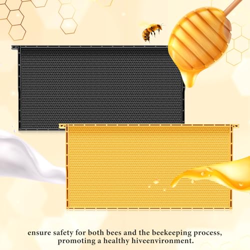 DoubleFill 10 Pack Plastic Beehive Frames and Wax Foundations All in One Bee Hive Frames with Beeswax Coated Foundations Bee Frames Beekeeping Frames for Deep Brood Bee Hives 9 1/8 Inches(Yellow) - color: Yellow