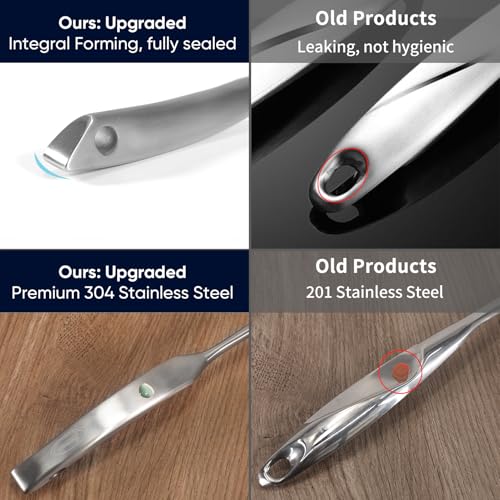 Skimmer Slotted Spoon, [Rustproof, Integral Forming, Durable] Newness 304 Stainless Steel Slotted Spoon with Vacuum Ergonomic Handle, Comfortable Grip Design Strainer Ladle for Kitchen, 14.96 Inches - size: Length:14.96 Inches(38 cm)