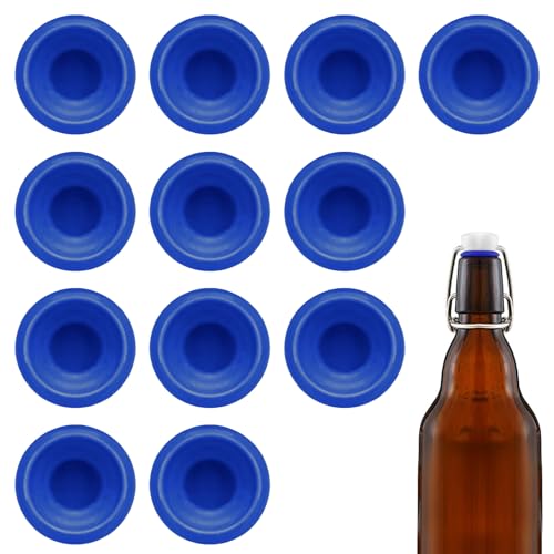 12PCs Dopamine color Silicone Gaskets Washers Seals for Cap Swing Flip Top for Home Brew Beer Soda Bottle Sealing (Blue) - color: Blue