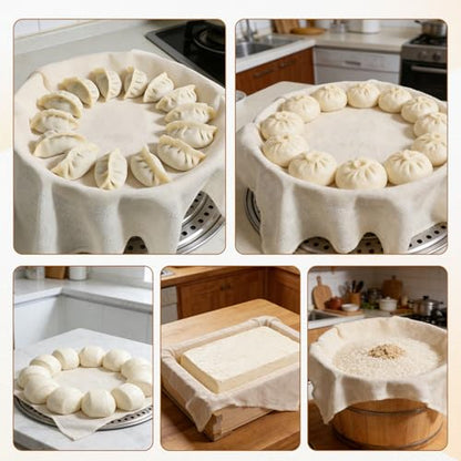 7 PCS Reusable Natural Pure Cotton Cheese Cloths, Natural Pure Cotton Steamer Cloth (18.5x18.5 Inch), Unbleached Cottons Fine Mesh Muslin Cloths Used for Cooking, Juicing, Steaming, Butter Making