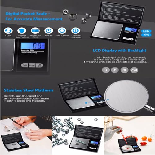 Portable Digital Scale 200g x 0.01g Accuracy,Weighing Electronic Scales Jewelry Scales Mini Digital Grams Scale Small Food Scale Ounces Grains Scale 200g Digital Pocket Gram Scale(Digital Scale) - color: Digital Scale