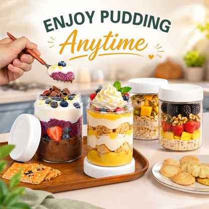 6-Pack Glass Storage Containers with Lids, Overnight Oats Containers with Lids, Wide Mouth Mason Jars 16oz, Glass Jar with Airtight Lid for Yogurt, Chia, Sugar, Snack, Oats, Food Storage - color: White