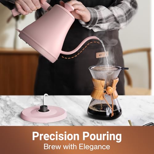 Mecity Electric Kettle Gooseneck Water Kettle Stainless Steel Tea Kettle Water Boiler Fast Heating, Auto Shut Off, 27 fl oz, 1000W, Pink - color: Pink
