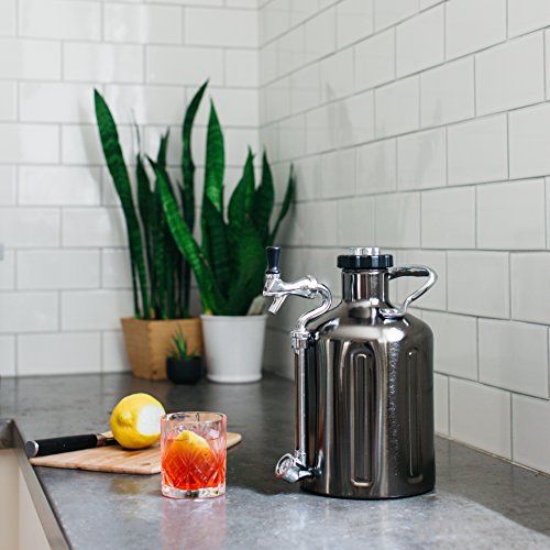 GrowlerWerks uKeg Carbonated Growler, 128 oz, Black Chrome - color: Black Chrome, size: 128 Ounces