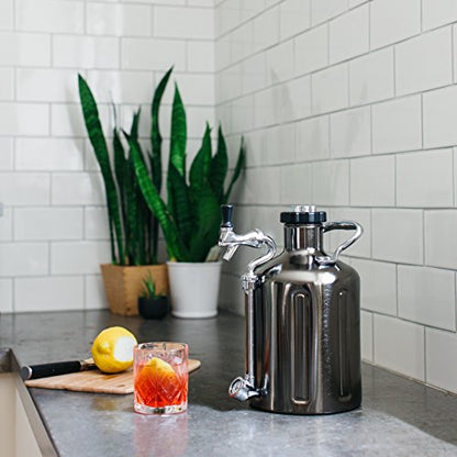 GrowlerWerks uKeg Carbonated Growler, 128 oz, Black Chrome - color: Black Chrome, size: 128 Ounces