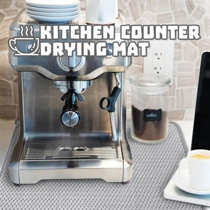 2Pcs XXL Dish Drying Mat,Absorbent Microfiber Dish Drainer Mats,Kitchen Counter Pads for Coffee Countertops,Sinks,Draining Racks(24×17",Gray)