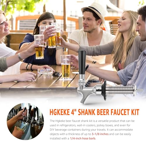 4-1/8" Shank Leak-Free Stainless Steel Core Beer Faucet 1/4" Barb Draft Beer Faucet Beer Shank Chrome Plated Tap for Homebrew Kegerator Parts - size: 4" Shank