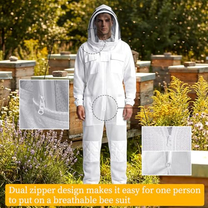 3 Layer Premium Ultra Ventilated Bee Suit for Men Women With Two Detachable Beekeeping Veils - size: XX-Large