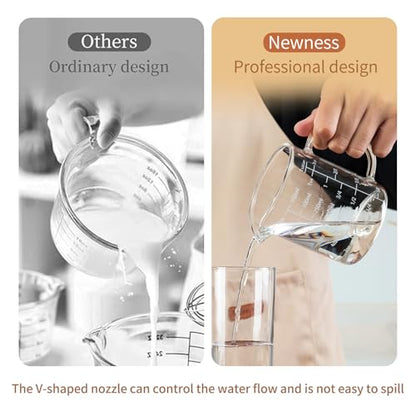 FrutPunch Glass Measuring Cup, Two-Pack (8OZ, 12OZ) with V-Shaped Mouth, Liquid Measuring Cups, Coffee Glass Measuring Cup with Handle, Suitable for Kitchen and Restaurant. - size: 8OZ/12OZ
