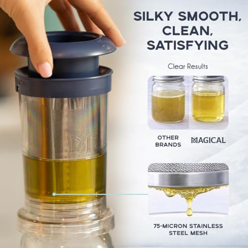 Magical Butter Filter Press – BPA-Free Reusable Straining System with Plunger & Cleaning Brush – Mess-Free Infused Oil & Butter Strainer - size: Magical Filter Press