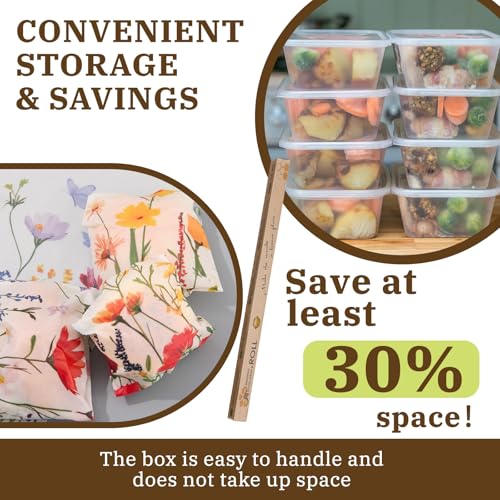 3 Rolls Reusable Beeswax Wraps for Food 13 x 40 Inches Bees Wax Wraps Reusable Food Storage Wrap Beeswax Paper Roll for Bread Sandwich Cheese Fruit Snacks(Spring) - style: Spring