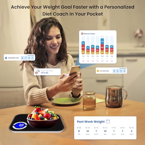 Smart Kitchen Scale- Digital Weight Grams and Oz Food Scale with Nutritional Calculator for Weight Loss, Accurately Track Calories & Macros with Bluetooth Fitness App (Black). - color: Black