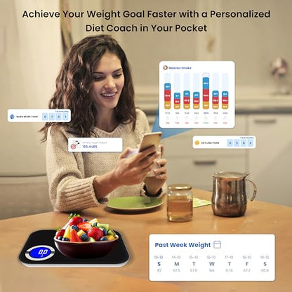 Smart Kitchen Scale- Digital Weight Grams and Oz Food Scale with Nutritional Calculator for Weight Loss, Accurately Track Calories & Macros with Bluetooth Fitness App (Black). - color: Black