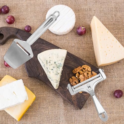 Cheese Slicer & Cheese Plane Set, Adjustable Handheld Cutter with 4 Extra Wires for Cheddar Gruyere & Mozzarella Kitchen Dairy Cutting Tool - style: Cheese Slicer+Cheese Plane+4 Extra Wires
