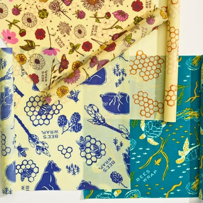 Bee's Wrap Beeswax Wraps for Food - Cut to Size 14x52" Beeswax Wrap Roll - Plastic Free Made in USA Reusable Natural Food Wrap - Fresh Fruit - style: Fresh Fruit
