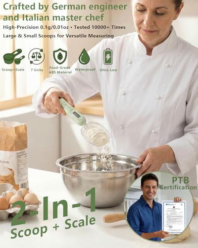 2026 Upgraded Digital Measuring Spoon 【High-Precision 0.01oz·Tested 10000+】 | 【7-Unit】 Baking Scale Digital Kitchen Scale for Baking, Gram Scale for Weight Loss, Large & Small Scoop, Green - color: Green
