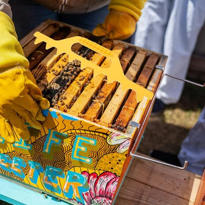 ARTIBETTER Lightweight Plastic Beehive Frame Spacer and Beekeeping Frame Holder Tool Yellow 8-Frame Set for Beehive Equipment in Beekeeping Outdoors