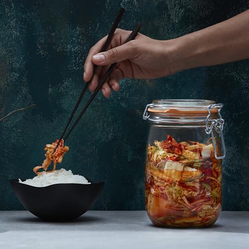 Le Parfait Super Jar 1L (32oz) French Glass Preserving Jar w/Airtight Rubber Seal & Wire Bail Closure - BPA-Free Canning Jar for Pickles, Fruits, Sauces & Food Storage - Made in France Since 1930 1PK - color: 32oz (Single)