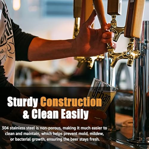 Golden Kegerator Tap Beer Faucet, 2Pcs All 304 Stainless Steel Draft Keg Tap Beer Tower Faucet with Beer Covers Caps Plugs, Beer Dispenser Kegerator Parts for Homebrew
