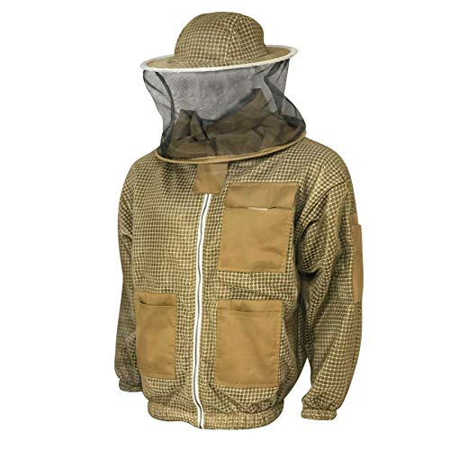 Clothes N Leather Gear Beekeeping Three Layer Mesh Ultra Fully Protection Beekeepers Jacket With Round Veil (5XL)