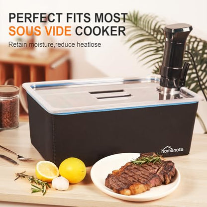 HOMENOTE Large Sous Vide Container 26 Quarts with Lid,Complete Sous Vide Accessories Kit BPA Free,Compatible with Anova and Most Sous Vide Cookers（Comes with 2 Sous Vide Racks and Insulating Sleeve） - color: Large Sous Vide Container-with 2 Rack