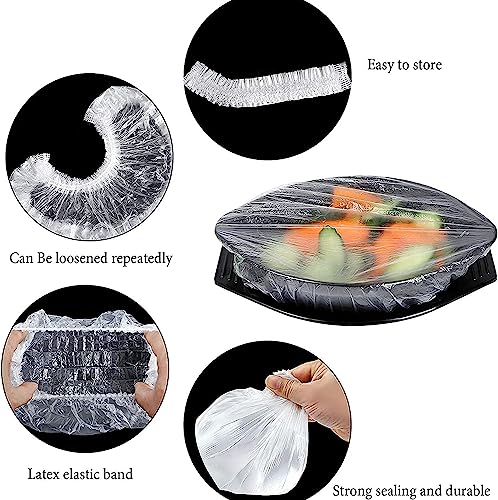 100Pcs Fresh Keeping Bags,Reusable Food Storage Covers, Stretchable Plastic Wrap Bowl Covers with Elastic Edging Stretch (100)