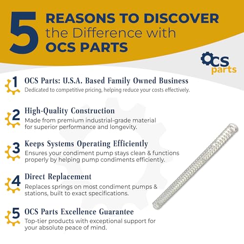 OCS Parts 4-Pack 82077 10-Inch Springs for Server Food Service Pumps | Condiment Pump Replacement Spring Replaces Server 82077
