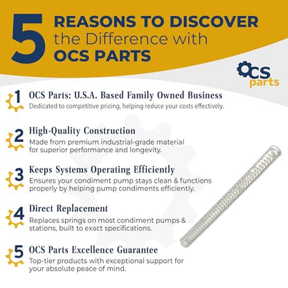 OCS Parts 4-Pack 82077 10-Inch Springs for Server Food Service Pumps | Condiment Pump Replacement Spring Replaces Server 82077