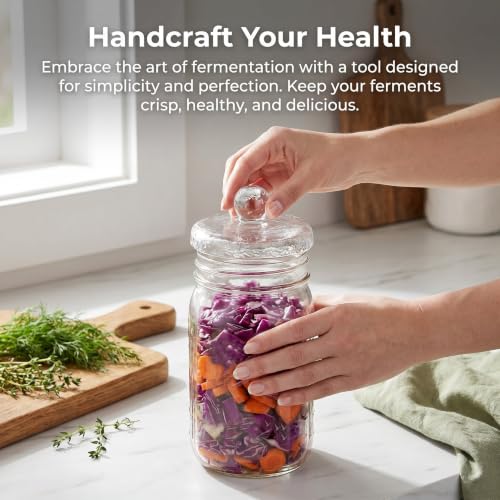 Operitacx Fermentation Glass Weights: Easy Grip Handle Fermenting Weights for Pickling - 4 Inch Wide Mouth Canning Fermenting Pickling Sourkrout Fermentation - size: 9.70X9.70X4.00CM